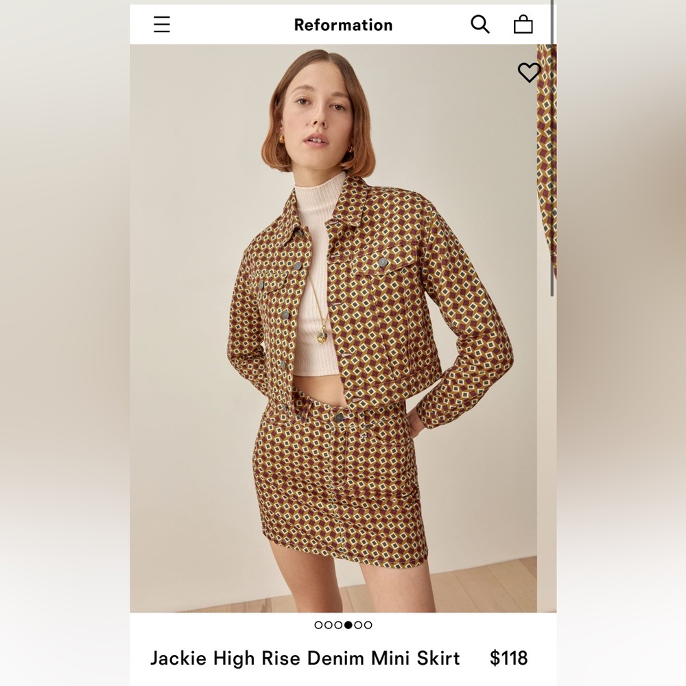 Reformation Patterned Mini Skirt - image 1
